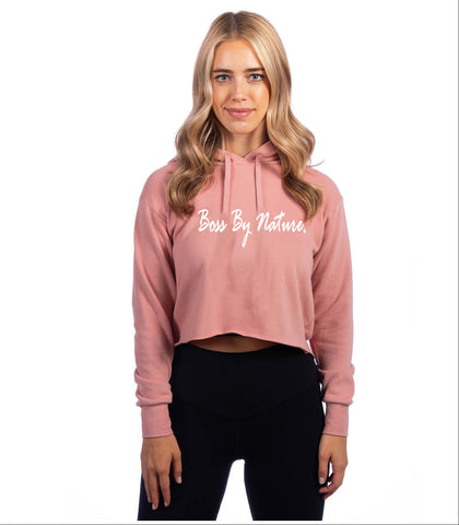 Boss by Nature Ladies Desert Pink Simple Cropped Hoodie
