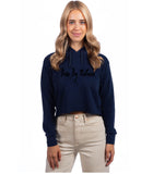 Boss by Nature Ladies Navy Blue Simple Cropped Hoodie