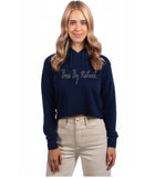 Boss by Nature Ladies Navy Blue Simple Cropped Hoodie