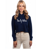 Boss by Nature Ladies Navy Blue Simple Cropped Hoodie