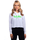 Boss by Nature Ladies White Simple Cropped Hoodie